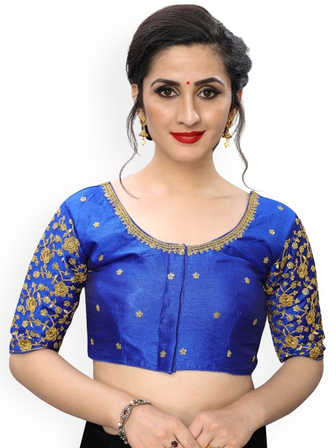 

Fab Viva Blue Embroidered Saree Blouse