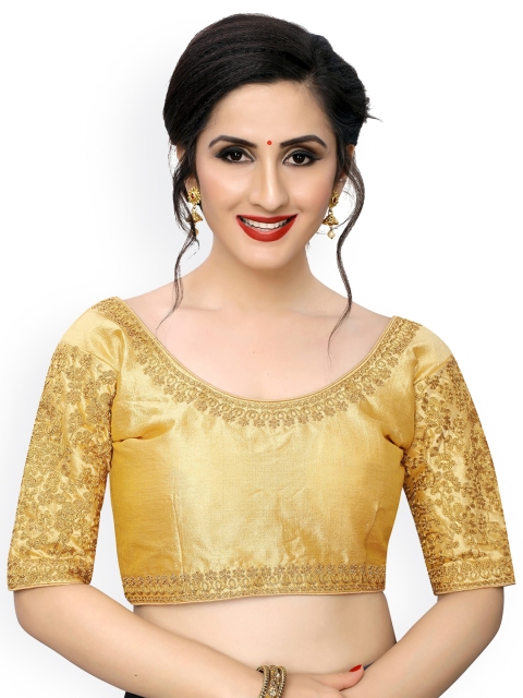 

Fab Viva Women Beige Embroidered Silk Saree Blouse
