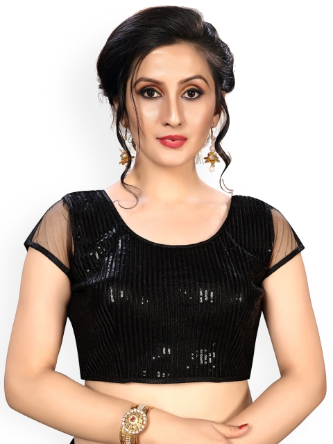 

Fab Viva Black Embroidered Silk Saree Blouse