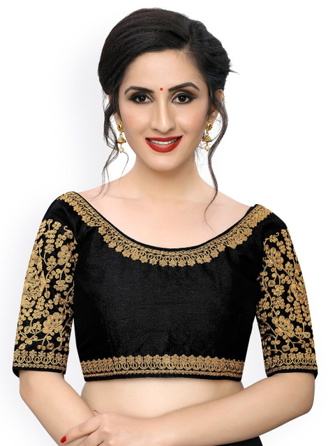 

Fab Viva Black Embroidered Saree Blouse