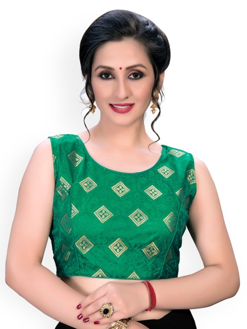 

Fab Viva Green Woven Design Saree Blouse