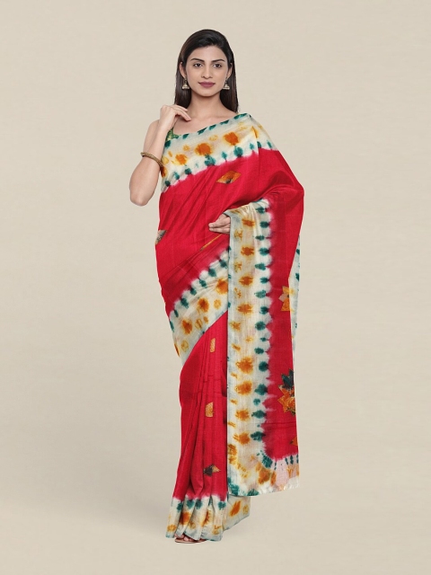 

Pothys Red & Off White Floral Pure Cotton Saree