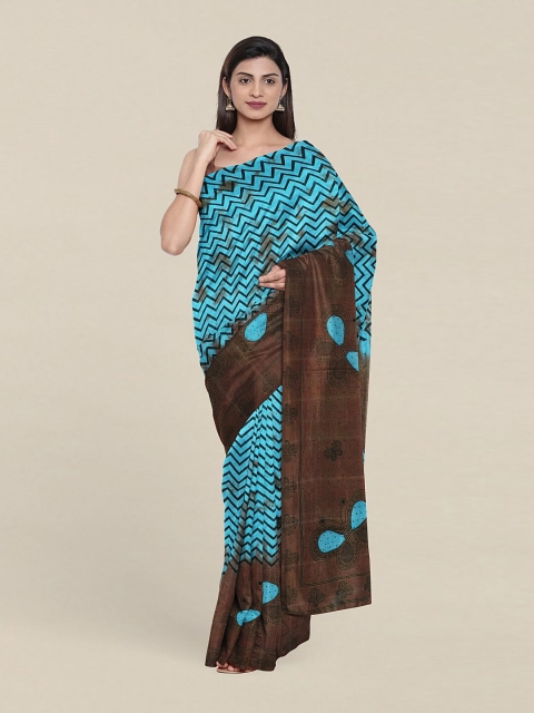 

Pothys Blue & Brown Printed Pure Cotton Saree