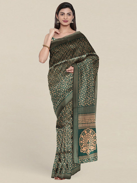

Pothys Green & Cream-Coloured Floral Printed Saree