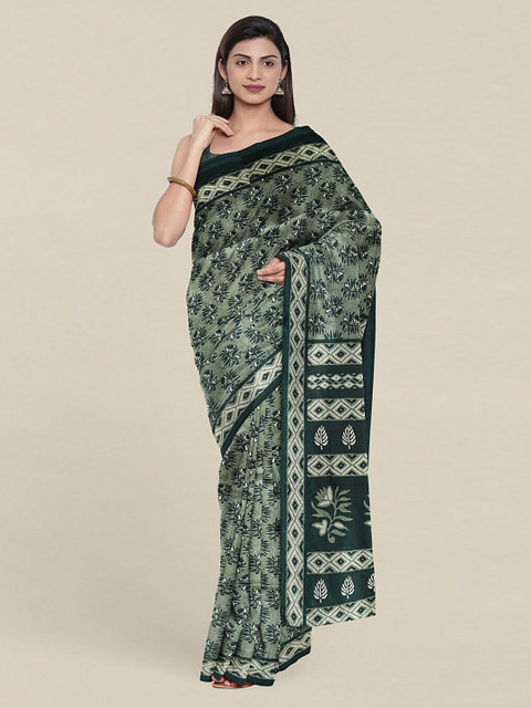 

Pothys Green & White Floral Printed Saree