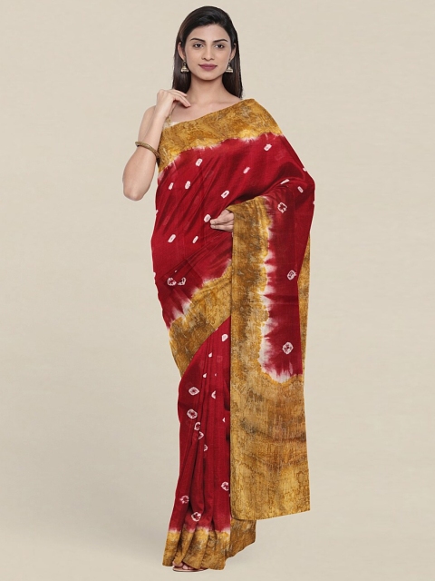

Pothys Maroon & White Bandhani Pure Cotton Saree