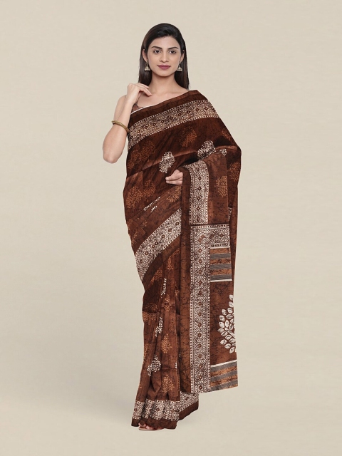 

Pothys Brown & White Ethnic Motifs Saree