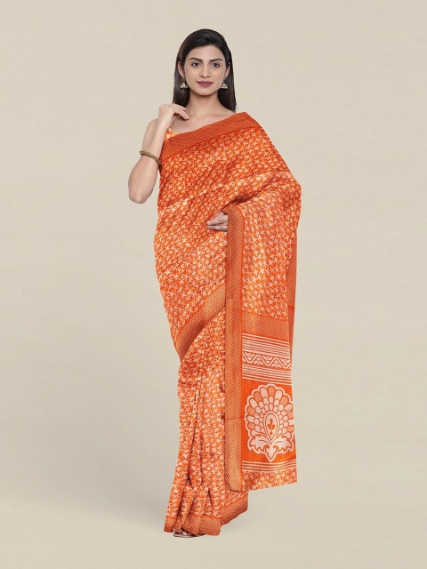 

Pothys Orange & White Floral Printed Saree