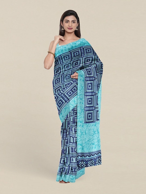 

Pothys Blue & Grey Geometric Printed Cotton Blend Saree