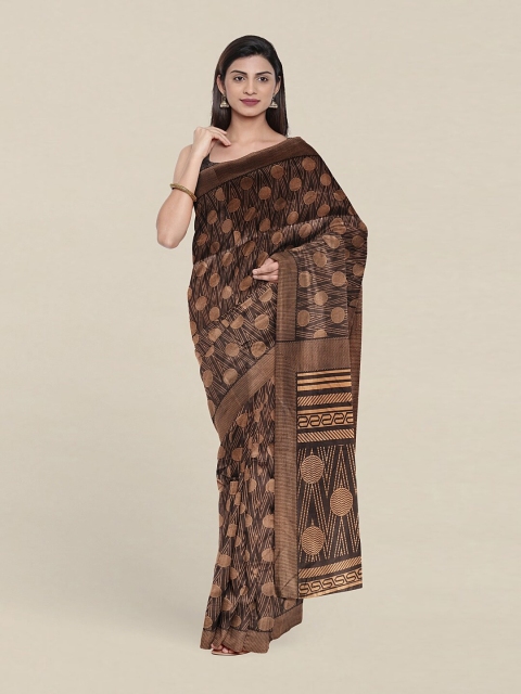 

Pothys Grey & Brown Geometric Printed Cotton Blend Saree