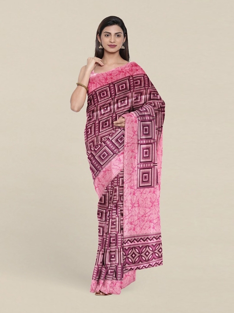 

Pothys Pink Printed Cotton Blend Saree