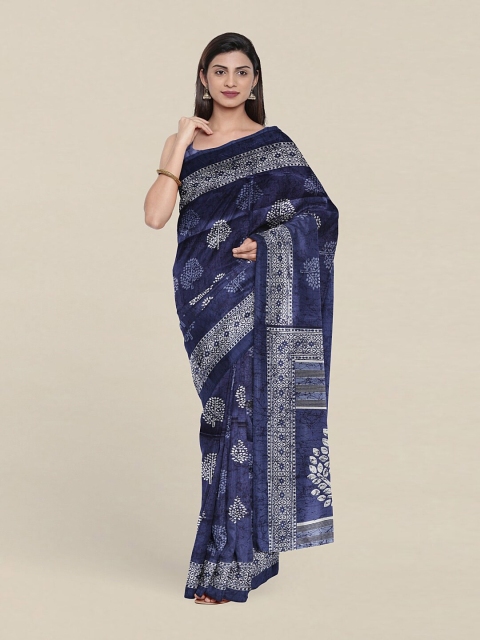 

Pothys Blue & White Floral Printed Cotton Blend Saree