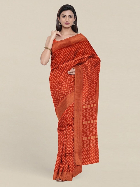 

Pothys Rust & Beige Printed Cotton Blend Saree