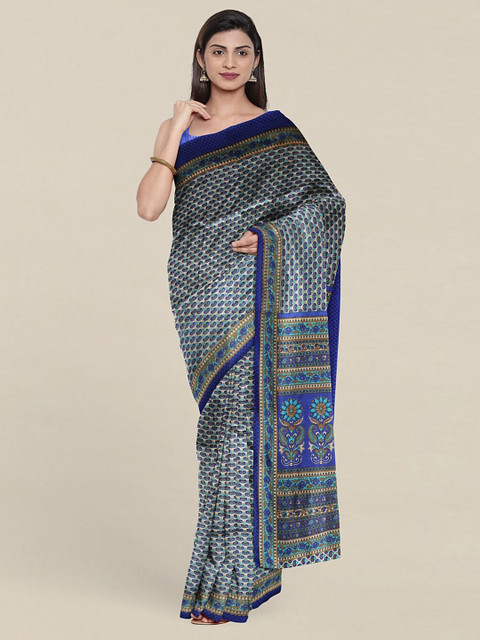 

Pothys Blue & Green Printed Cotton Blend Saree
