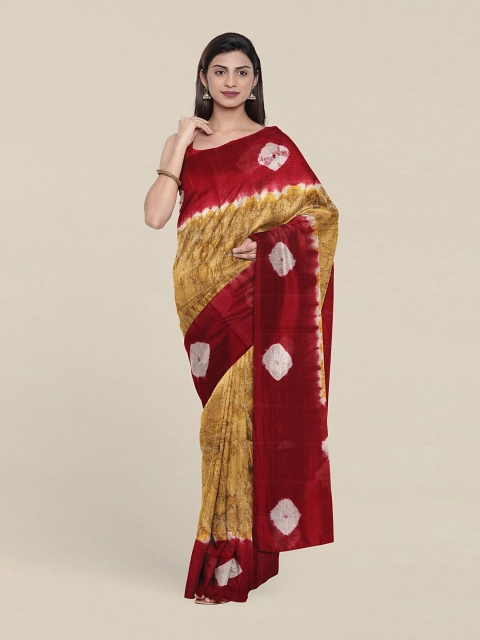 

Pothys Mustard & Maroon Printed Pure Cotton Saree