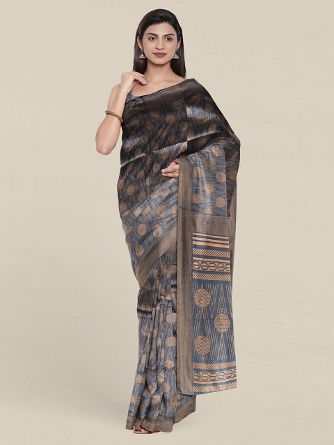 

Pothys Grey & Brown Geometric Printed Cotton Blend Saree