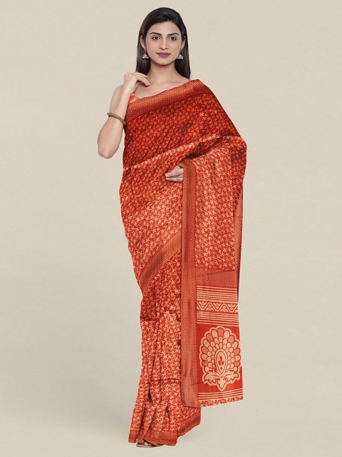 

Pothys Rust Ethnic Motifs Printed Cotton Blend Saree