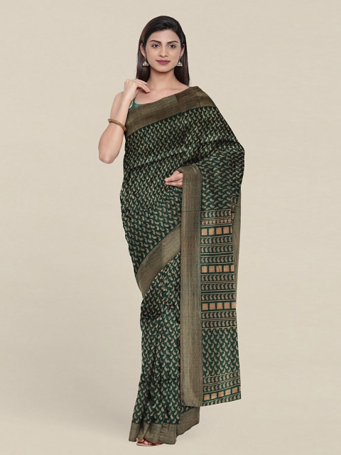 

Pothys Green & Beige Paisley Printed Cotton Blend Saree