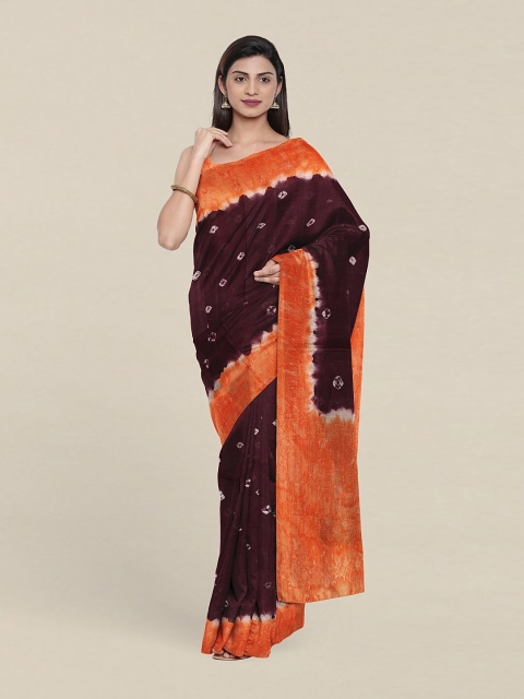 

Pothys Burgundy & Orange Printed Chungidi Pure Cotton Saree