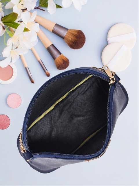 

LaFille Navy Blue Striped PU Structured Sling Bag