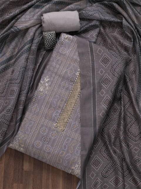 

Koskii Women Grey & White Printed Unstitched Salwar Suit Dress Material