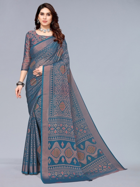 

Winza Designer Teal & Green Zari Pure Chiffon Fusion Bandhani Saree