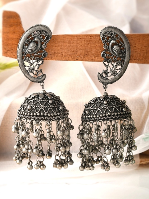 

AQUASTREET Oxidised Classic Long Jhumkas Earrings, Black