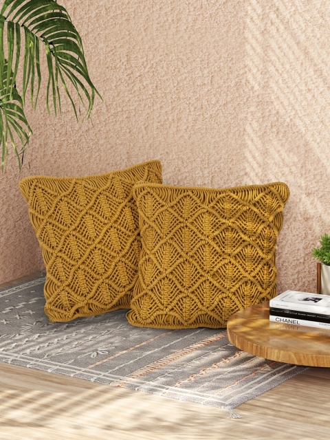

Sangria Unisex Mustard Cushion Covers