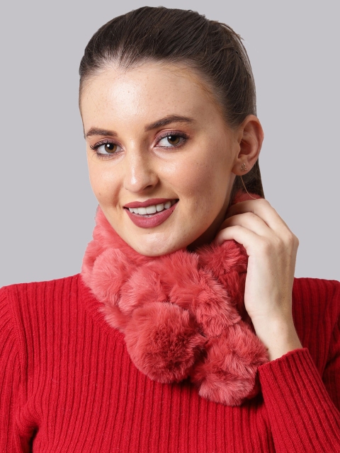 

ELLIS Women Rose Pink Solid Scarf Wrap Collar Mufflers