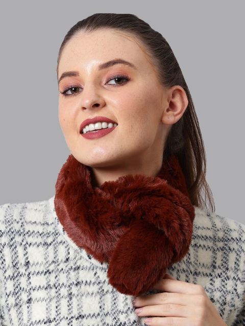 

ELLIS Women Brown Solid Wrap Collar Shrug Scarf Mufflers