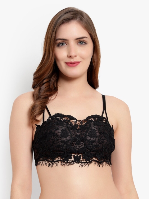 

BRACHY Floral Bralette Bra Lightly Padded, Black