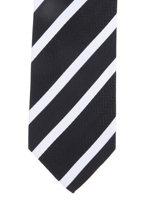 

Alvaro Castagnino Black & White Striped Silk Tie