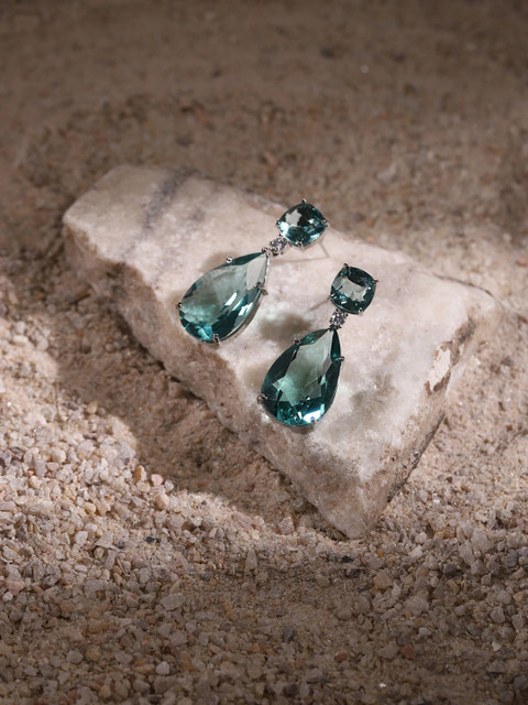 

RITU SINGH Green Contemporary Drop Earrings