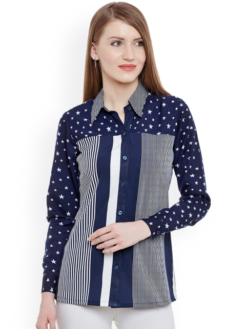 

Marc Loire Women Blue & White Printed Manhattan Regular Fit Casual Shirt
