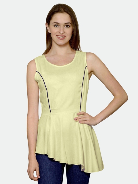

PATRORNA Women Cream-Coloured Peplum Top