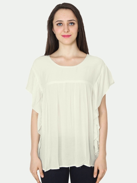 

PATRORNA Women Off White Pleated Top