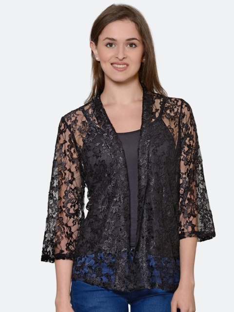 

PATRORNA Women Black Top with Shrug