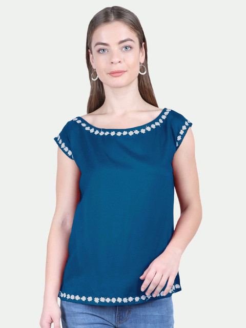 

PATRORNA Blue Extended Sleeves Top