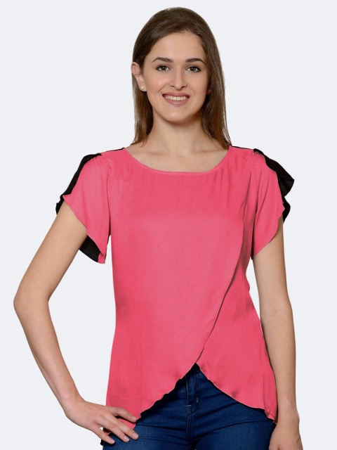 

PATRORNA Pink Layered Wrap Top