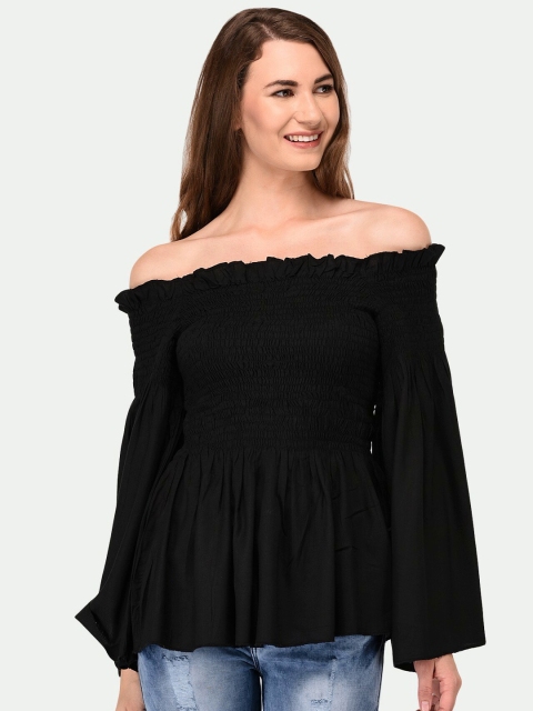 

PATRORNA Black Off-Shoulder Bardot Top