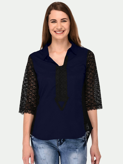 

PATRORNA Blue Shirt Style Top