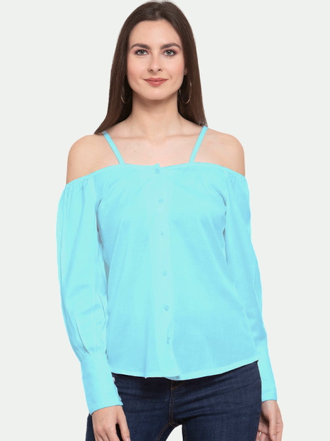 

PATRORNA Blue Shoulder Straps Top
