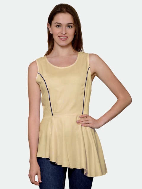 

PATRORNA Gold-Toned Ruffles Peplum Top