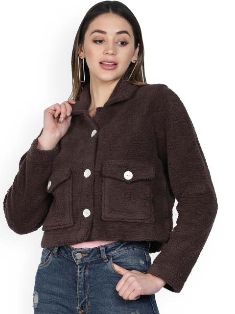 

NUEVOSDAMAS Women Brown Crop Tailored Jacket