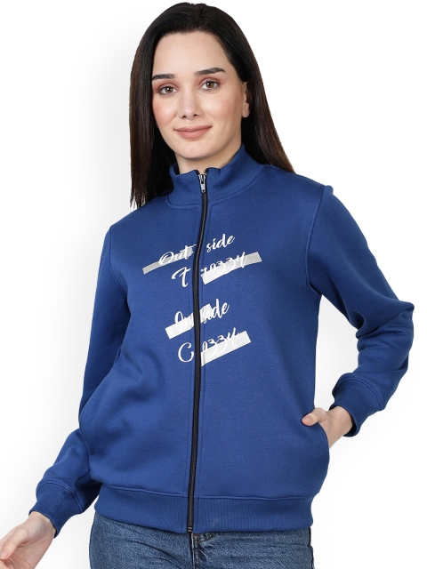 

NUEVOSDAMAS Women Blue Printed Cotton Sweatshirt