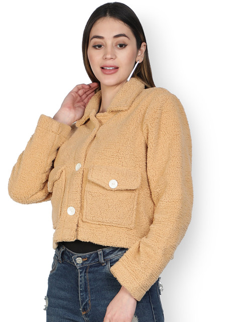 

NUEVOSDAMAS Women Brown Crop Tailored Jacket