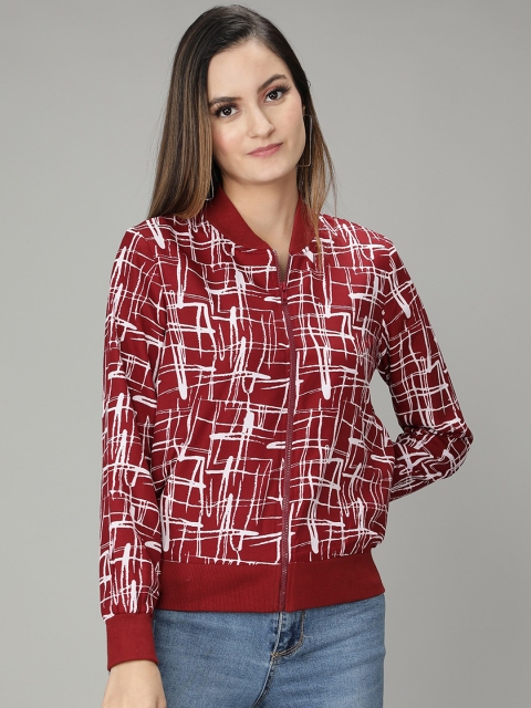 

NUEVOSDAMAS Women Maroon Bomber Jacket