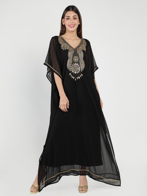 

DEBONATELLA Crepe Kaftan Maxi Dress, Black