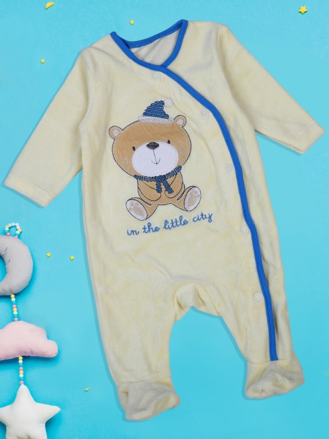 

Baby Moo Kids Yellow Printed Snap Button Bodysuit Romper