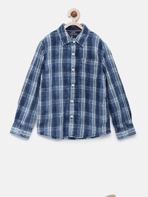 

Tommy Hilfiger Boys Blue Smart Fit Checked Casual Shirt